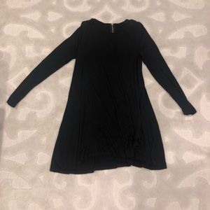 long sleeve black stretchy dress